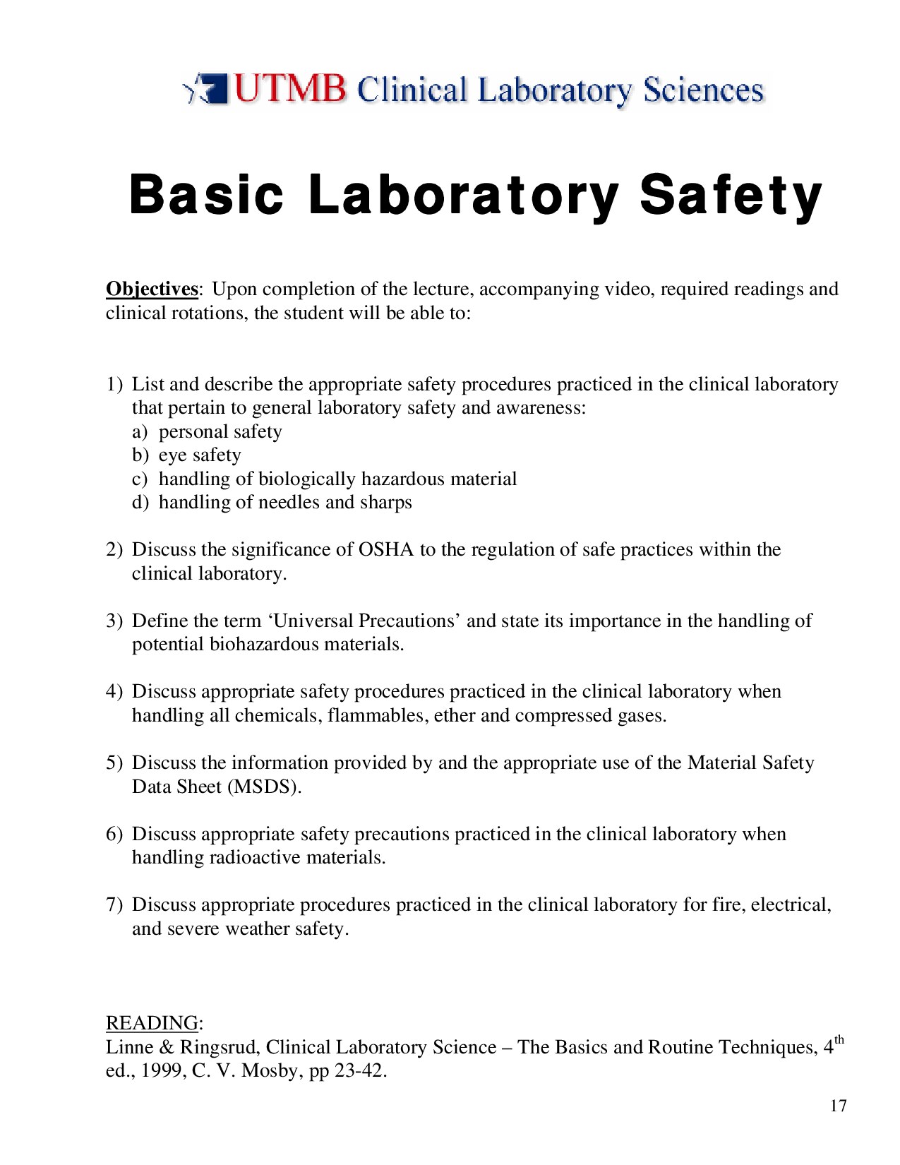 Basic Laboratory Safety
